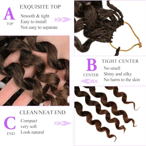 FEILIMEI T30 14 Inch GoGo Curl Crochet Hair Deep Wave Pre-Looped Synthetic Braiding Extensions - 8 Packs