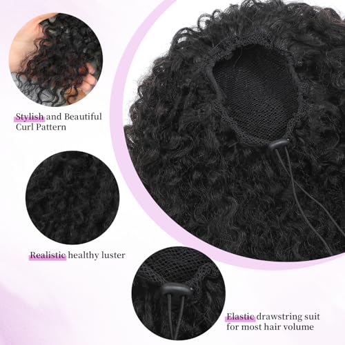 Urbeauty 8 Inch Pink Mango Protein Silk Fiber Curly Ponytail Extension - Natural Afro Kinky Style