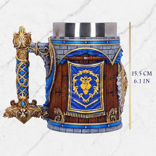 World of Warcraft Alliance Tankard 15.5cm - Official Licensed Drinkware with Stainless Steel Insert