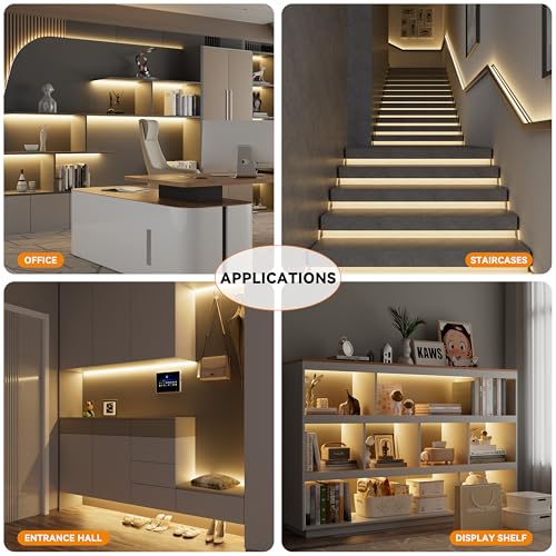 3000K COB LED Strip Light 65.6ft/20m Warm White, Dimmable, Alexa & Google Compatible