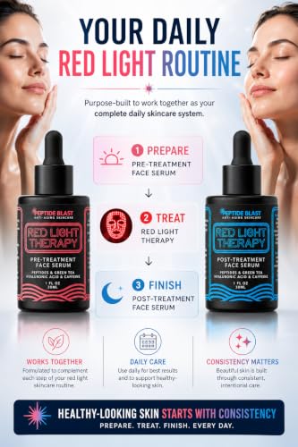 Red Light Therapy Pre-Treatment Serum with Peptides & Hyaluronic Acid - Hydrating Skin Booster 1 fl oz