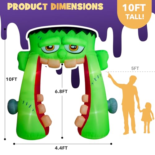 10FT Inflatable Frankenstein Archway Halloween Yard Decoration with LED Lights