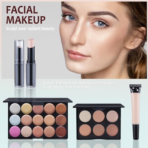 Full Makeup Kit for Women and Teens – Eyeshadow, Lip Gloss, Brushes & More