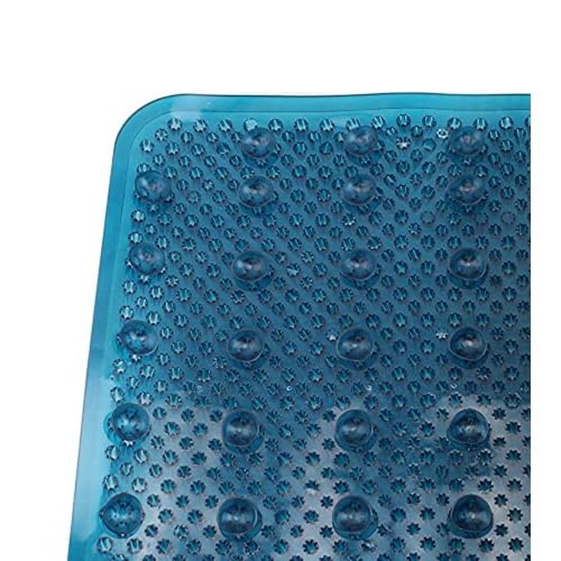 Grass Textured Spa Quality Foot Scrubber Shower Bath Mat Anti-Slip 24.5" x 13.5" Comforts Tired Feet (Blue)