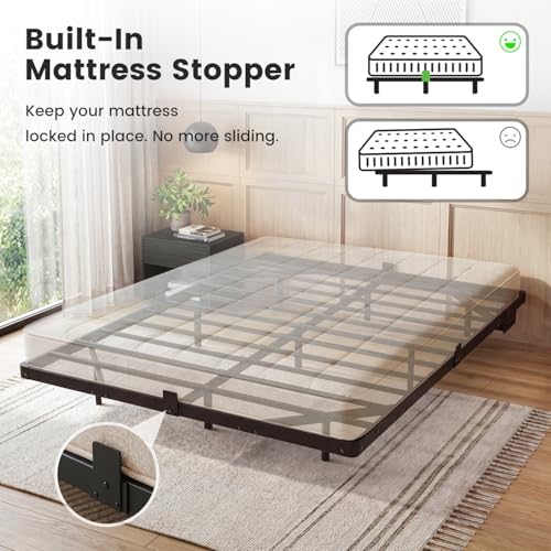 Queen Floating Bed Frame with Smart LED Lights & USB Charging Station