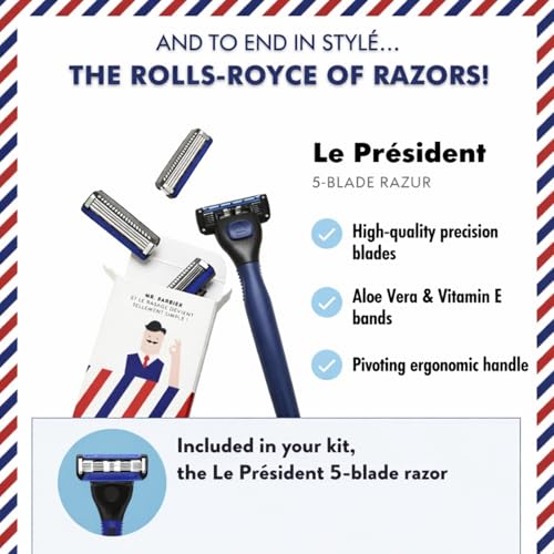 French Men's Shaving Gift Set with Razor Brush & Premium Grooming Products