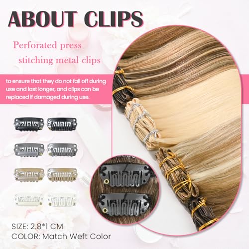 12 Inch Ash Brown Clip-In Hair Extensions - Remy Human Hair, 7 Pieces