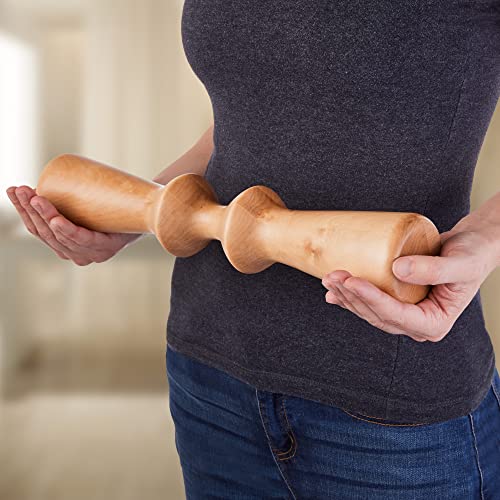 EarthLite Wooden Massage Back Roller - Deep Therapeutic Massage Tool, Back Pain Relief & Trigger Point Release (15¡±)