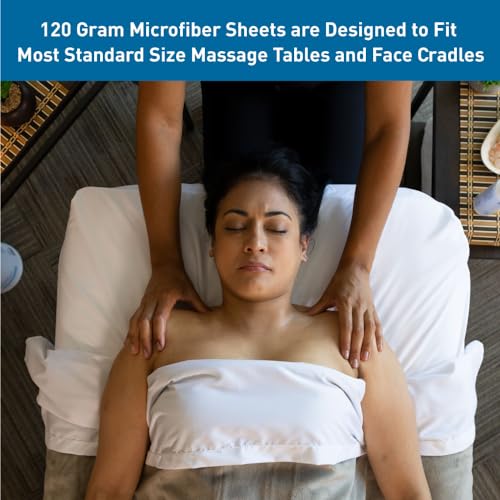BodyMed Microfiber 120-GSM Massage Sheets, 3-Piece Set - Lightweight and Wrinkle Resistant for Massaging, Spas, Salons, and Clinics, White