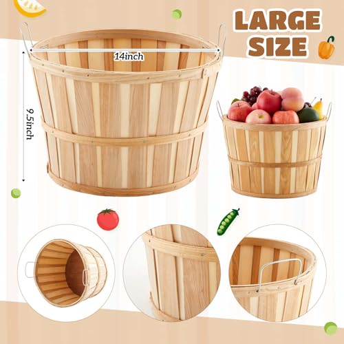 Marsui 6-Piece Jumbo Half Bushel Wood Baskets - Natural Farm Planters