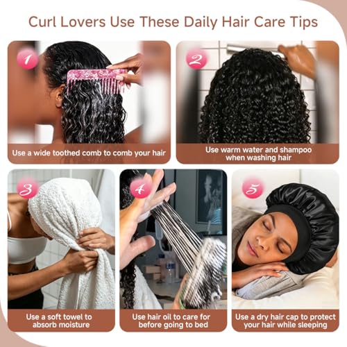 Lounoke Deep Wave Feather Crochet Hair 12in 1B Human Hair Blend, Natural Look