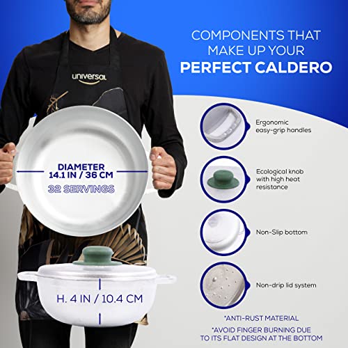 Universal 11.6 QT Cast Aluminum Caldero Pot with Lid - Large Batch Rice & Stew Cooker