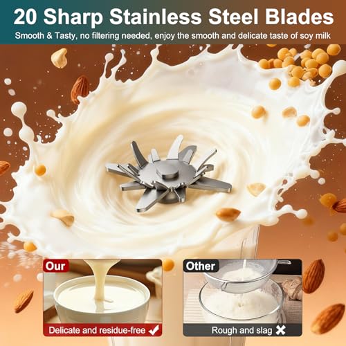 8 in 1 Nut Milk Maker Machine - 40oz Soy, Oat, Almond Milk, White