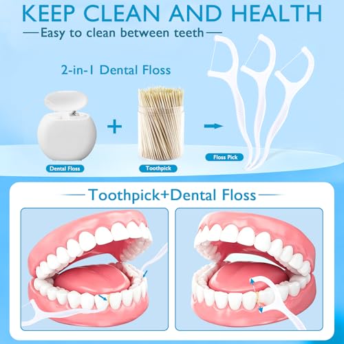 2000 Count Dental Floss Picks with Travel Case - Oral Care Flossers for Family & On-the-Go