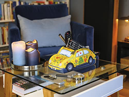 BRISA VW Beetle Toiletry Bag Small Yellow with Flower & Peace Sign Design