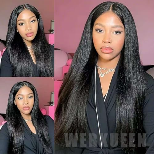 16 Inch Kinky Straight Clip-In Hair Extensions - Real Human Hair, Double Weft, 8 Pieces