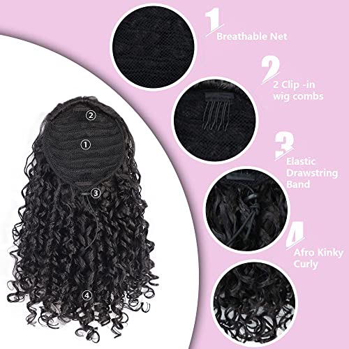 Black Curly Ponytail Extension Drawstring Hairpiece for Black Women
