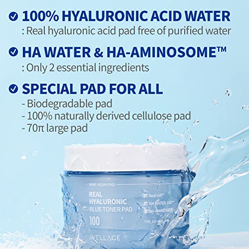 Hyaluronic Acid Hydrating Toner Pads - 70 Sheets for Sensitive Skin