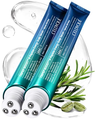 Peptide Hair Growth Serum Roll-On - Rosemary 2% Caffeine 1% 2.7 Fl Oz Turquoise