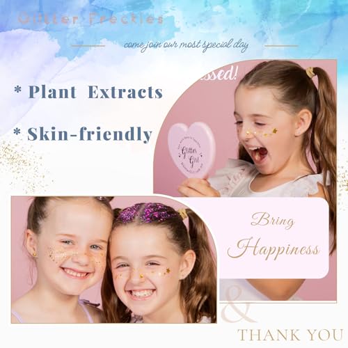 Glitter Freckles, 32 Pcs Sparkle Glitter Freckles Face Tattoo for Women Girls Gold Temporary Face Tattoos Concert Festival Rave