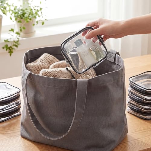 12 Pack Clear Cosmetic Makeup Bags with Zipper TSA Approved Waterproof Organizer