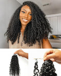 Topunique Burmese Curly Human Crochet Hair 14 Inch 4 Pack Natural Black #1B