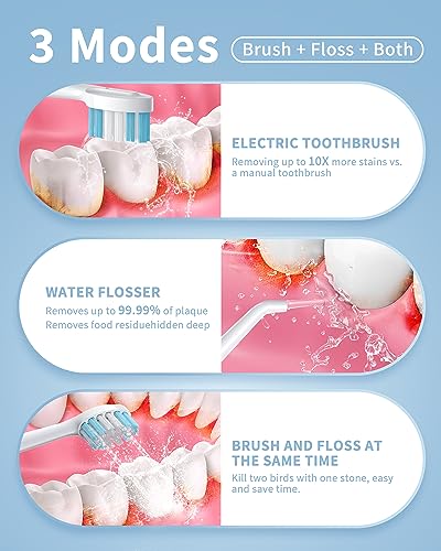 Duolosy White 2-in-1 Electric Toothbrush & Water Flosser Kit - Travel Friendly