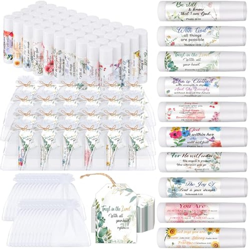 20 Set Christian Religious Gift Bulk for Women Mom Christian Lip Balm Bulk Church Party Favor Bible Verse Lip Balm with Scripture Inspirational Gift for Mother's Day Coworker Staff Employee
