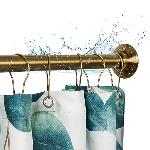Heavy Duty Shower Curtain Rod 60 Inch Stainless Steel Wall Mount with Champagne Bronze Finish