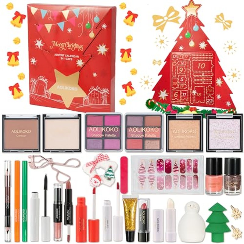 Makeup Advent Calendar 2025 for Women & Teen Girls, 24 Days Christmas Gift Makeup Sets, Xmas Countdown Calendar Full Makeup Kit Gift Set