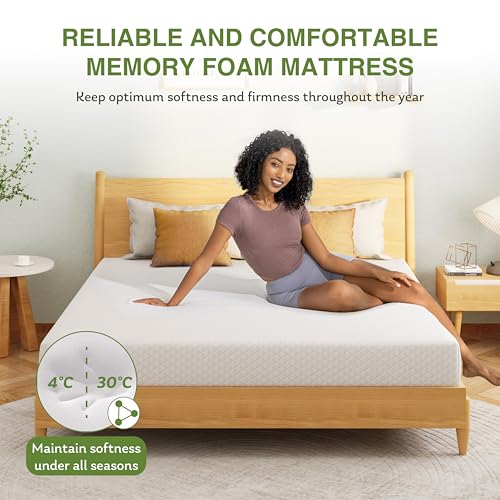 EGOHOME Medium Firm 6-Inch Twin Memory Foam Mattress with Cooling Green Tea Gel