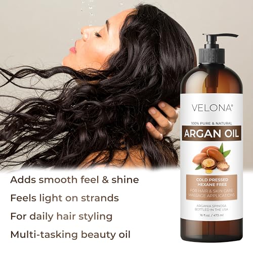 Velona Argan Oil 32oz Cold Pressed Unrefined with Pump - Hair & Skin Care