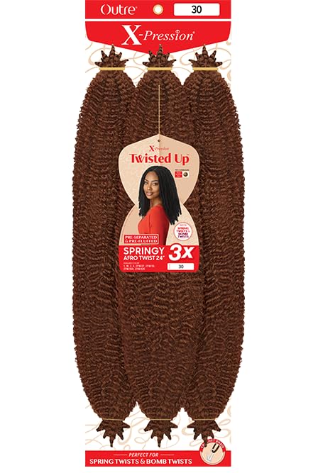 Outre X-Pression Twisted Up Afro Springy Twist Hair 24 Inch - Light Auburn 30 2 Pack