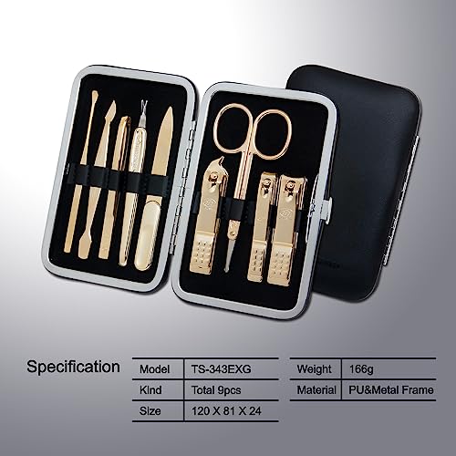 Travel Nail Clipper Set - 9-Piece Manicure Grooming Kit, Sharp & Sturdy