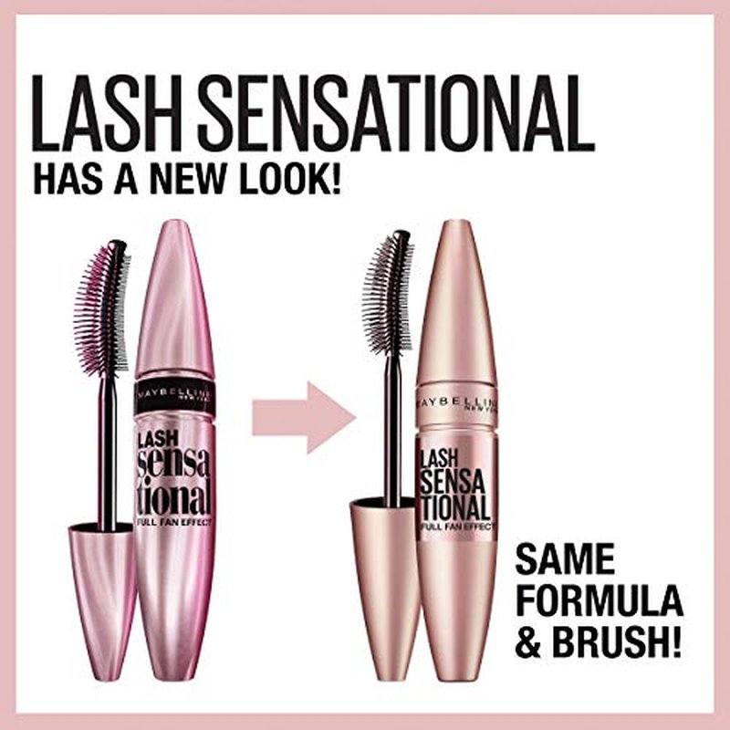 Maybelline Lash Sensational Washable Mascara, Lengthening and Volumizing for a Full Fan Effect, Brownish Black, 1 Count