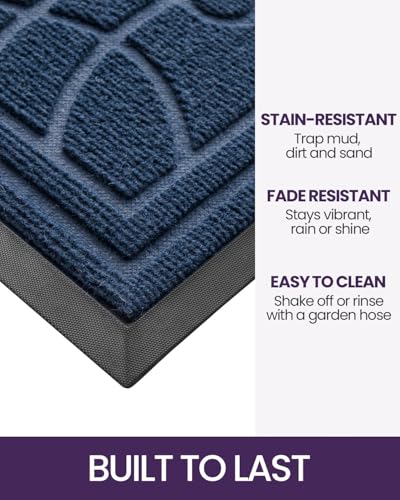 Heavy Duty Outside Entrance Door Mat 4x6 Blue Non Slip All Weather Resistant