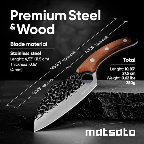 Matsato 3-Piece Kitchen Knife Set with 6.3, 6.3 & 5.8-Inch Knives – Chef, Cleaver & Utility