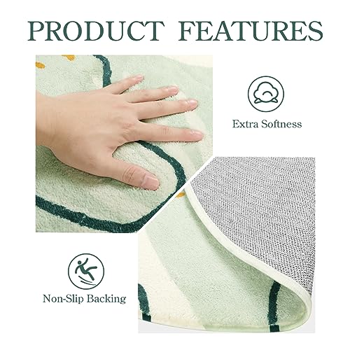 Lahome 8x10 Green Machine Washable Area Rug - Non-Slip Indoor Floor Carpet