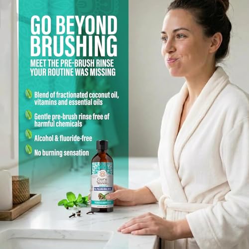 GuruNanda CocoMint Oil Pulling Mouthwash, 3x8oz (Alcohol Free) with Vitamins D3,E,K2