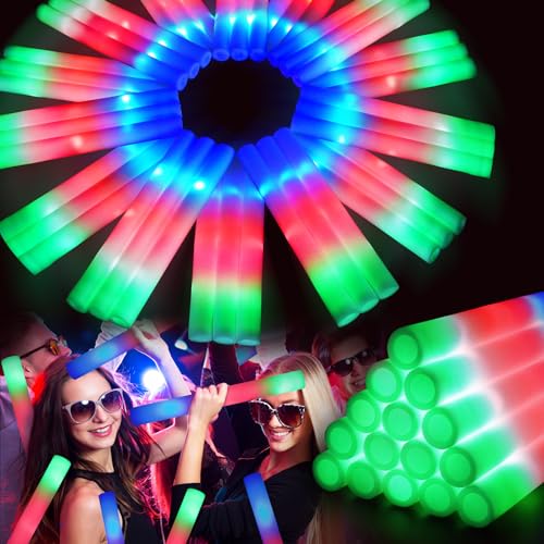 120 PCS Foam Glow Sticks with 3 Light Modes - Bright LED Party Supplies