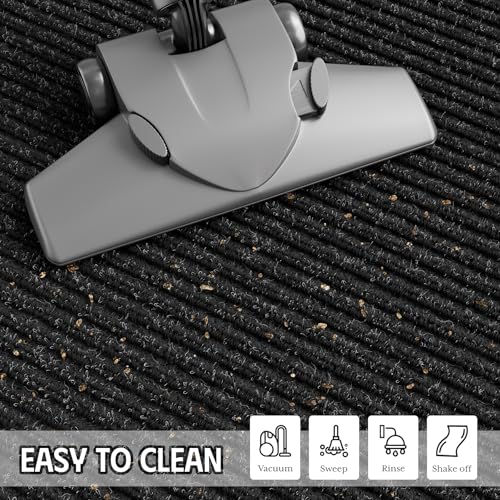 Heavy Duty Outdoor Door Mat 3x10 ft Black Striped Non-Slip Entry Welcome Mat