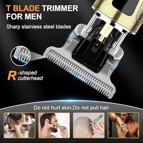Professional Hair Clippers Set for Men, Cordless Rechargeable Barber Trimmers for Hair Cutting, Electric Shavers, LED Display, Grooming Kit for Head, Face, Body, Gifts for Men Husband & Father