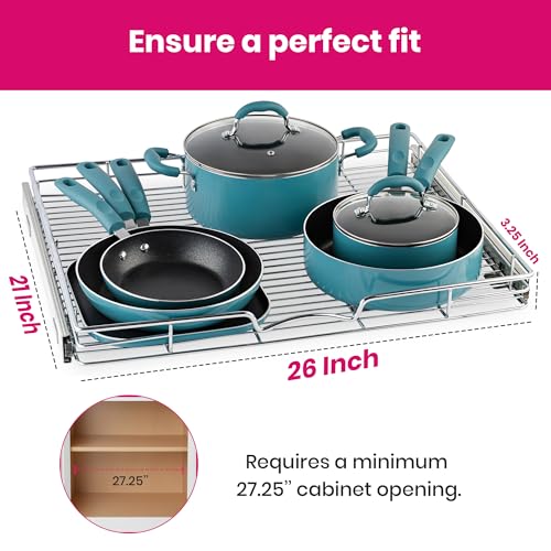 HOLDN’ STORAGE 26"W x 21"D Pull Out Cabinet Organizer for Kitchen Cabinets
