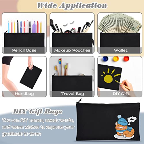 ZeeDix Canvas Makeup Pencil Travel Pouch - Black, 8.3x5 Inch, 36 Pack