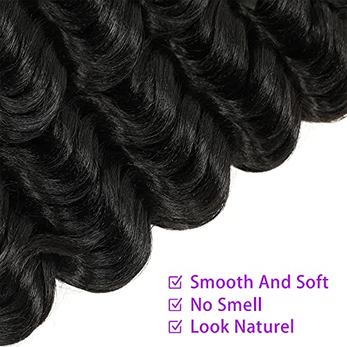 Ocean Wave Crochet Hair 14 Inch 8 Packs Natural Black Deep Wave Synthetic Braiding Extensions
