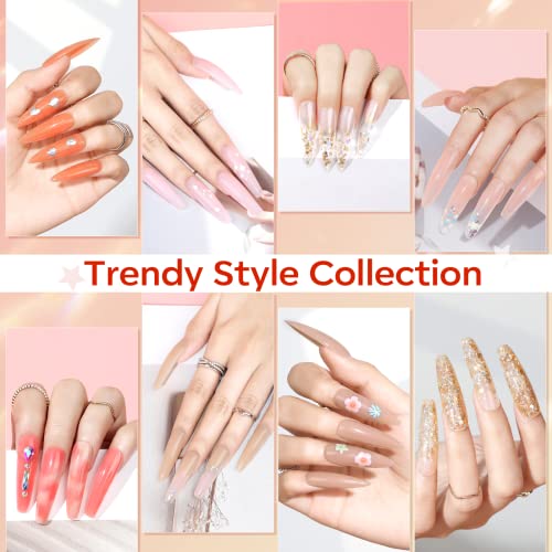 Poly Nail Gel Kit with 8 Colors & 48W UV/LED Lamp - D2-Orange Pink