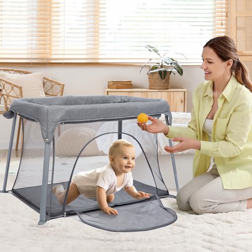 Lightweight Travel Baby Crib - Portable Playard with Mesh Sides & Foldable Design