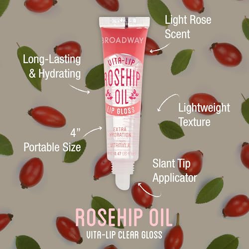 Ruby Kisses Broadway Vita-Lip Clear Lip Gloss (Rosehip Oil 6 Pack), Ultra-Hydrating & Soothing Formula with Vitamin Oils, High-Shine Non-Sticky Finish, Healing Glossy Lip Balm With Vitamin A