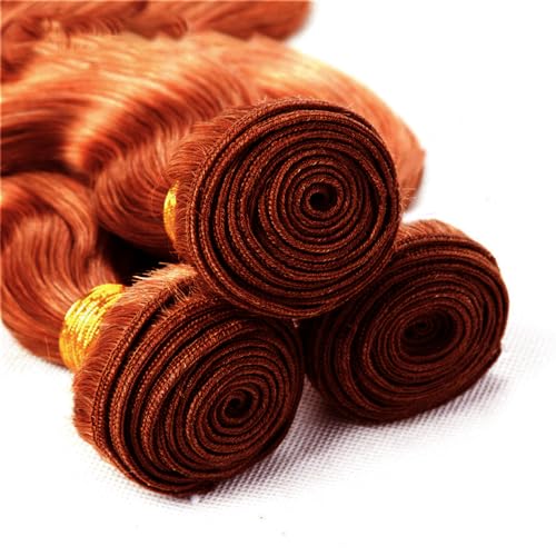 MavKuvx Copper Red Body Wave Hair Extensions 14-18 Inch Virgin Brazilian Remy