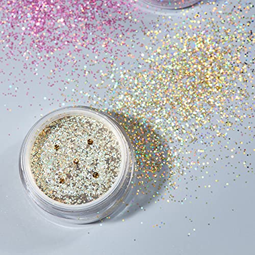 Holographic Glitter Shakers by Moon Glitter ? 100% Cosmetic Glitter for Face, Body, Nails, Hair and Lips - 0.17oz - Set of 6 colours